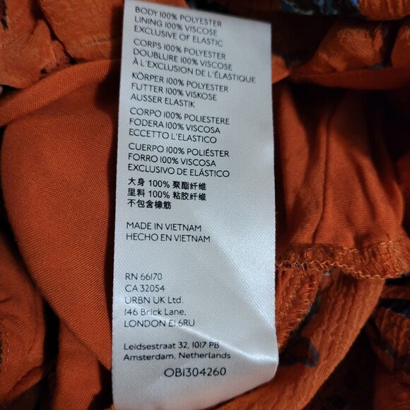 Free People Top Womens Size Small Orange Floral Cropped Balloon Sleeves - Picture 10 of 11